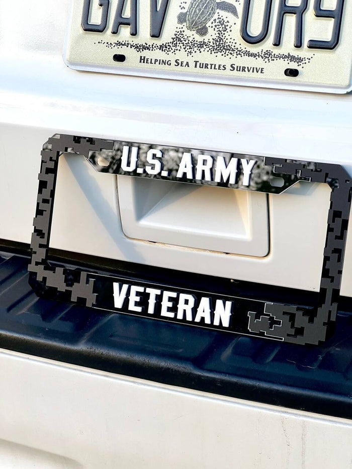 Veteran U.S. Army Black License Plate Frame Cover, Frame, car frame