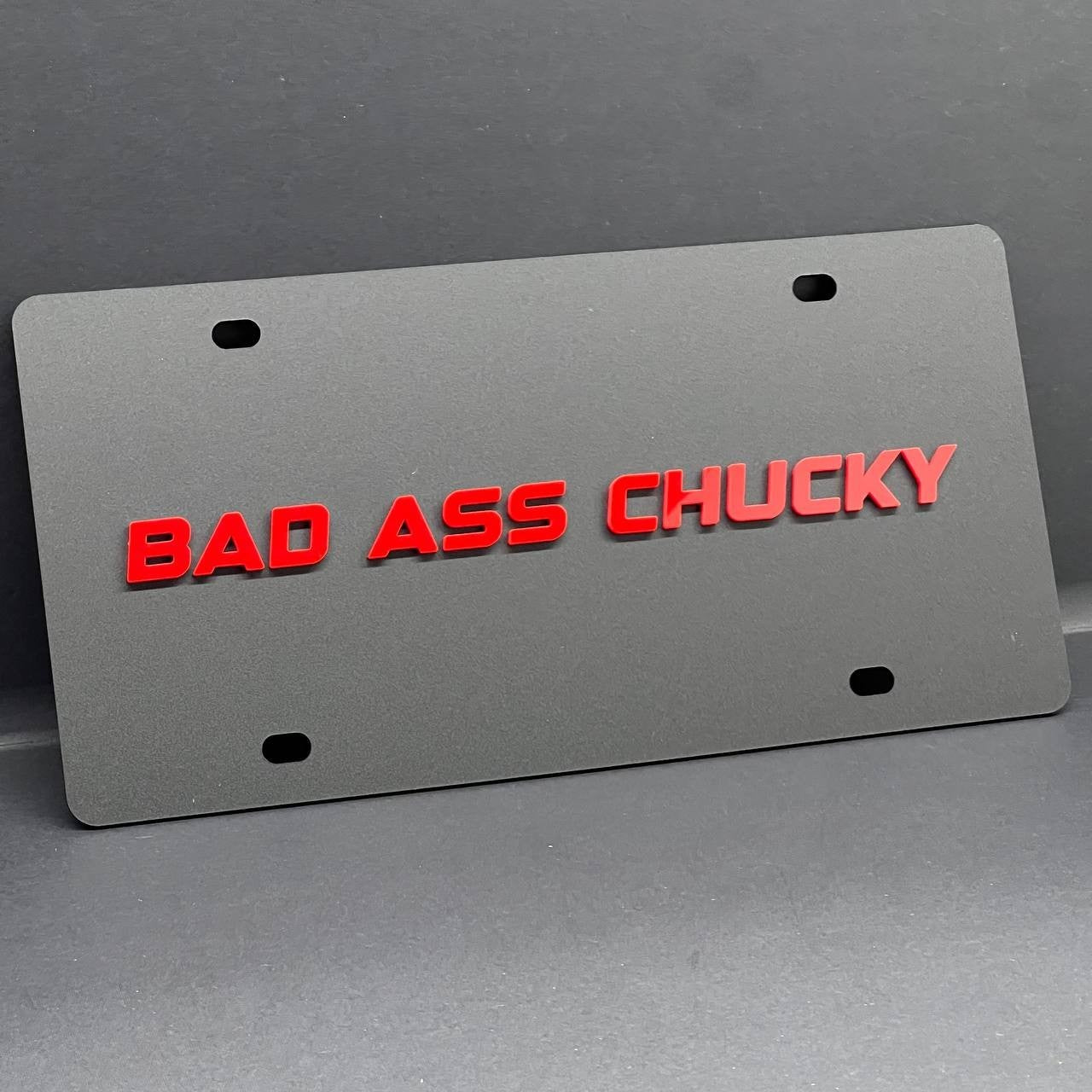 BAD ASS Black License plate Personalized Acrylic 12x6 License Plate