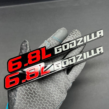 2PCS 3D GODZILLA Emblems – Durable Fender Badges for Ford 6.8L Engine Vehicles