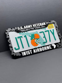 Veteran U.S. Army CUSTOM Black License Plate Frame Cover, Frame, car frame