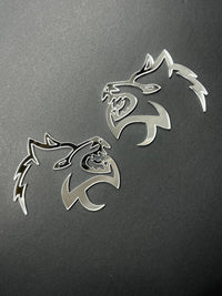 Mirror Wolf Badges Emblem Car/Truck, (2) BADGES, Fender Angry Agressive Raging