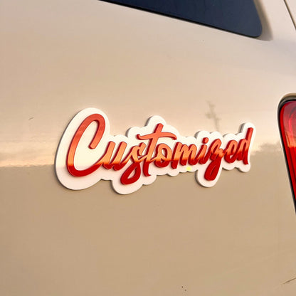 Customized Car Acrylic Emblem Badge MULTI COLOR Customized Text Names