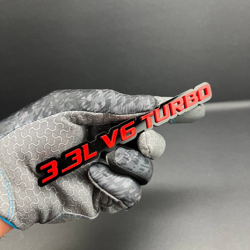 2PCS 3.3L V6 TURBO Emblems – Multicolor 3D Side Fender Badges for Cars & Trucks