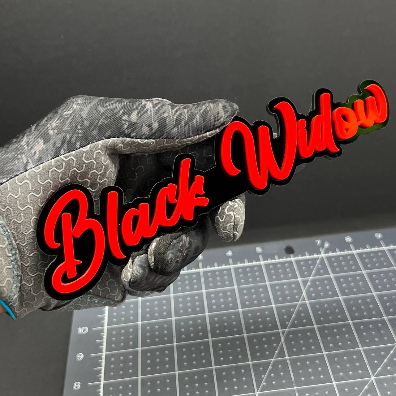 1PC Black Widow Emblem – 3D Multicolor Acrylic Car, SUV, or Truck Badge Decal