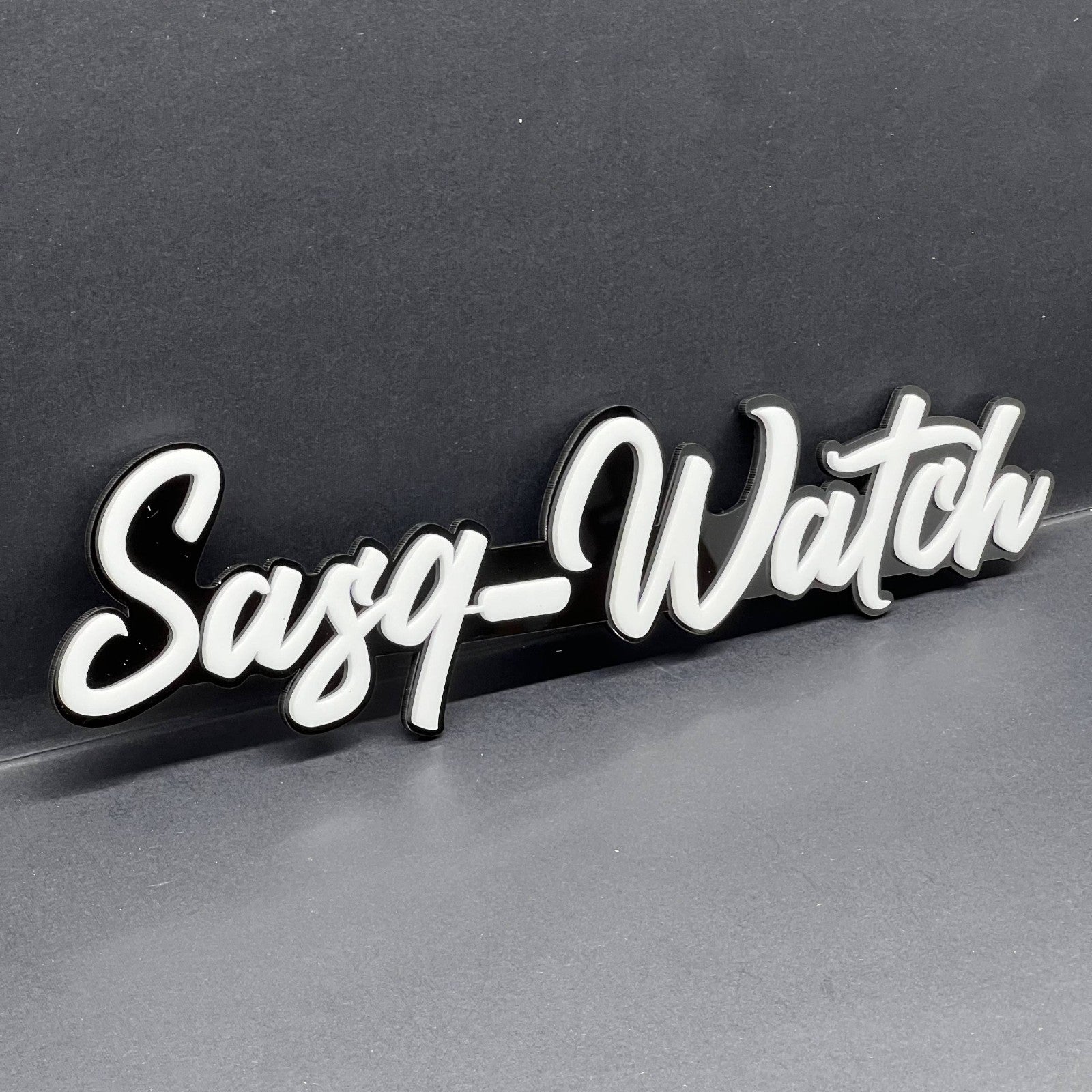 1PCS SASQ-WATCH Emblem – Custom 3D Multicolor Acrylic Car Exterior Badge