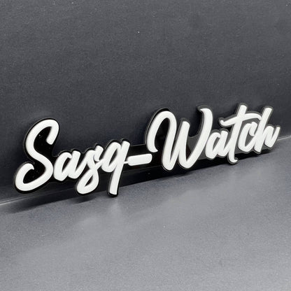 1PCS SASQ-WATCH Emblem – Custom 3D Multicolor Acrylic Car Exterior Badge