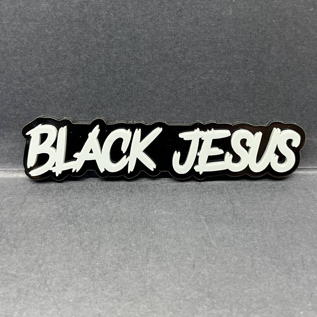 1pc BLACK JESUS Multicolor 3D Acrylic Emblem – Custom Car & Truck Exterior Badge