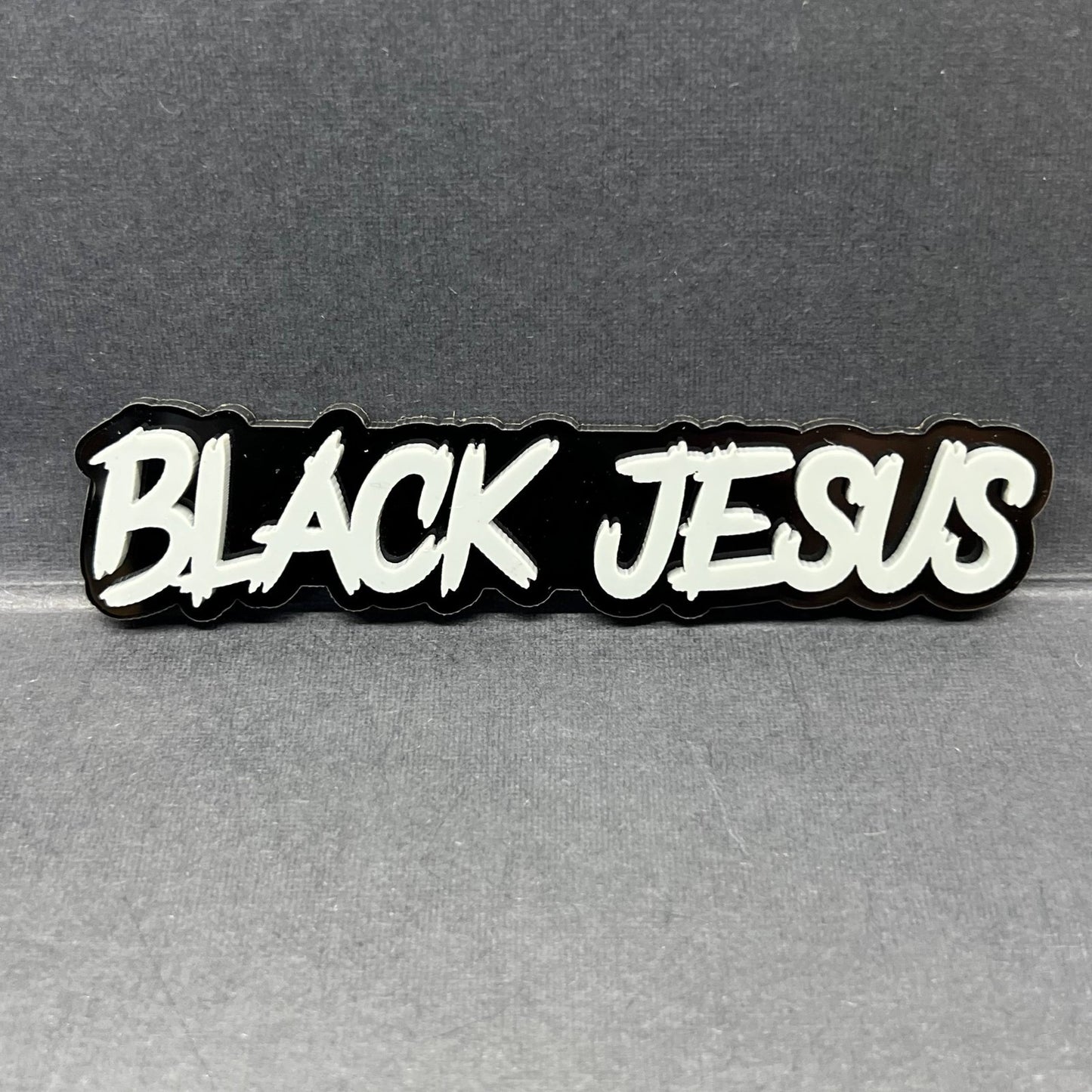 1pc BLACK JESUS Multicolor 3D Acrylic Emblem – Custom Car & Truck Exterior Badge