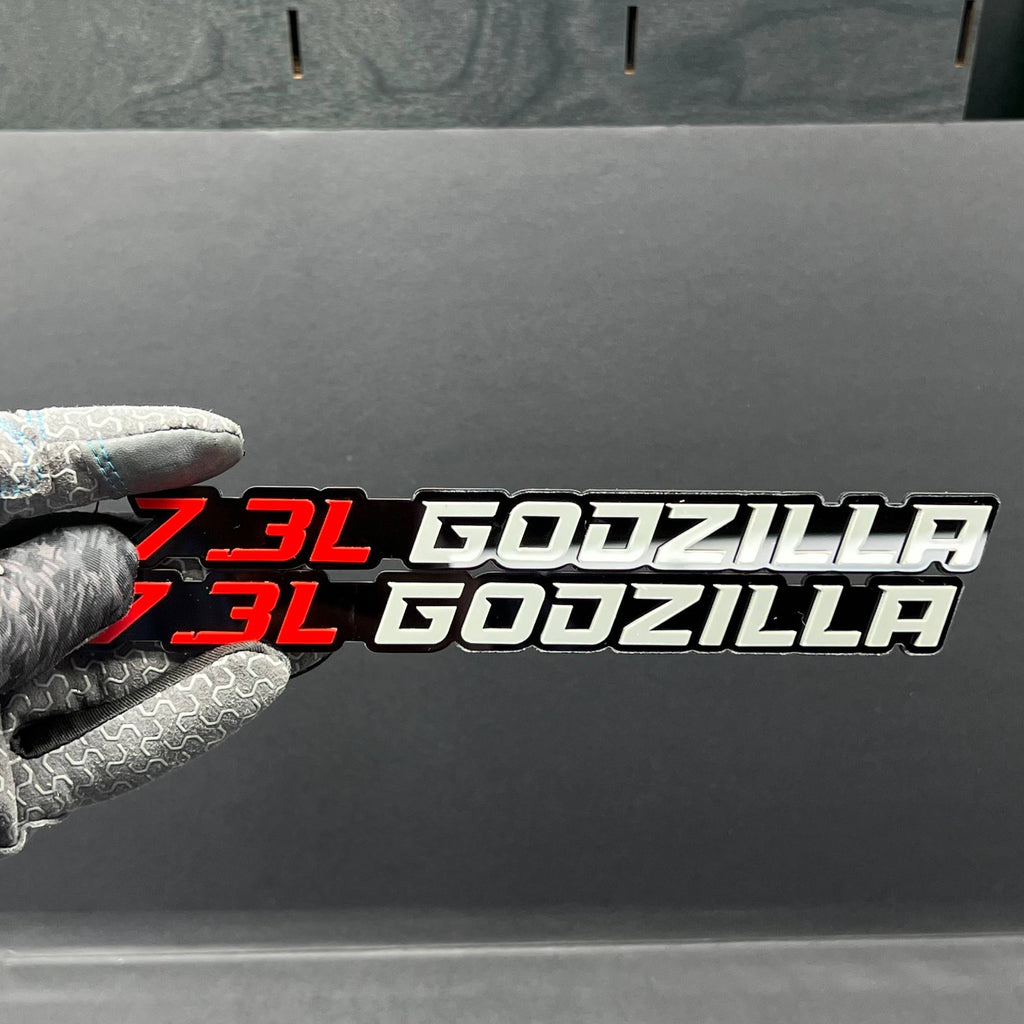 2PCS 7.3L GODZILLA 3D Emblems – Fender Badges for Ford Engine Truck & SUV