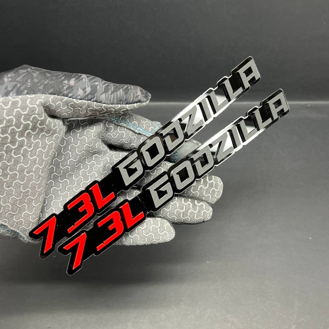 2PCS 7.3L GODZILLA Emblems – 3D Fender Badges for Ford Engine Truck SUV