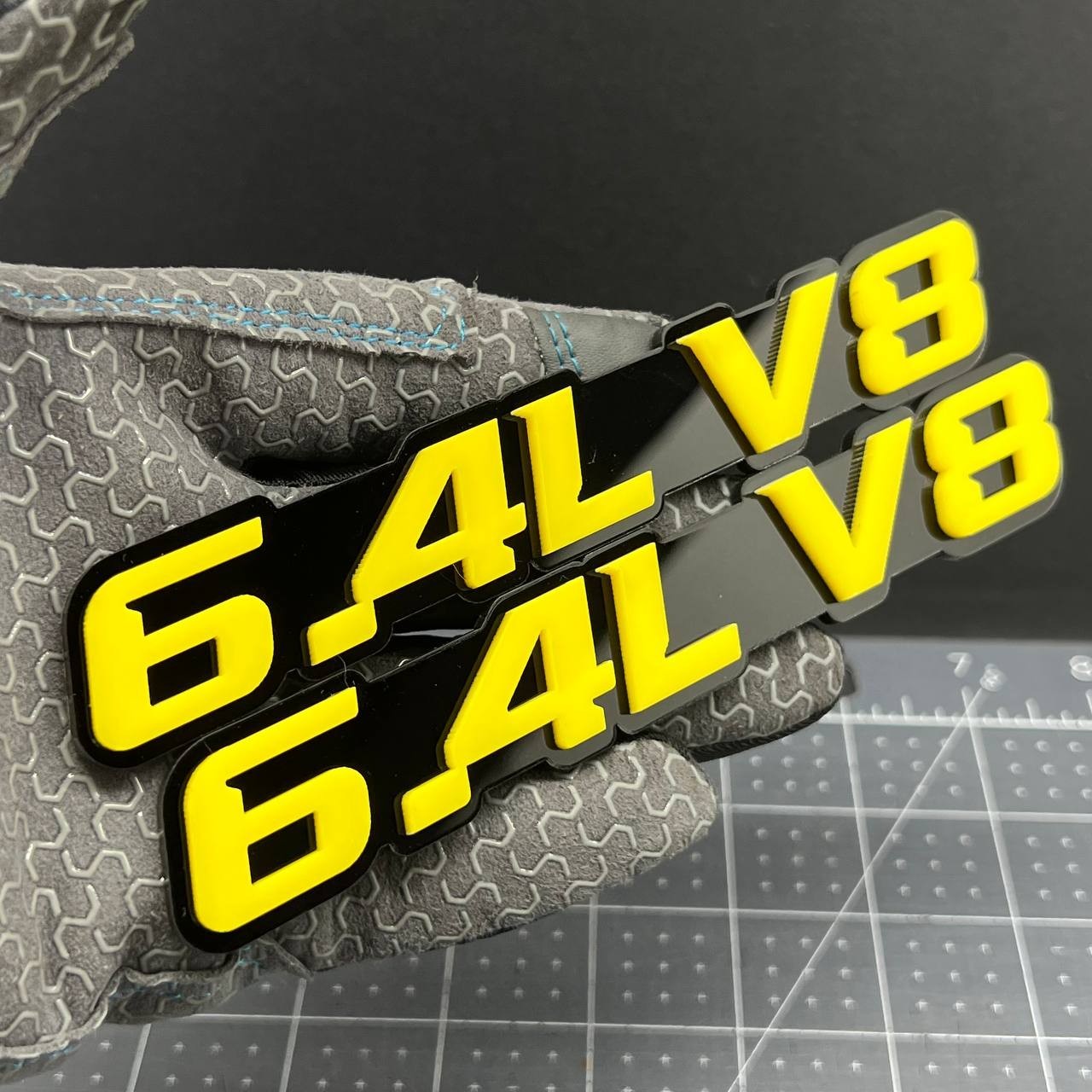 1PC 6.4L V8 Emblem – 3D Acrylic Multicolor Fender or Tailgate Car Badge Decal