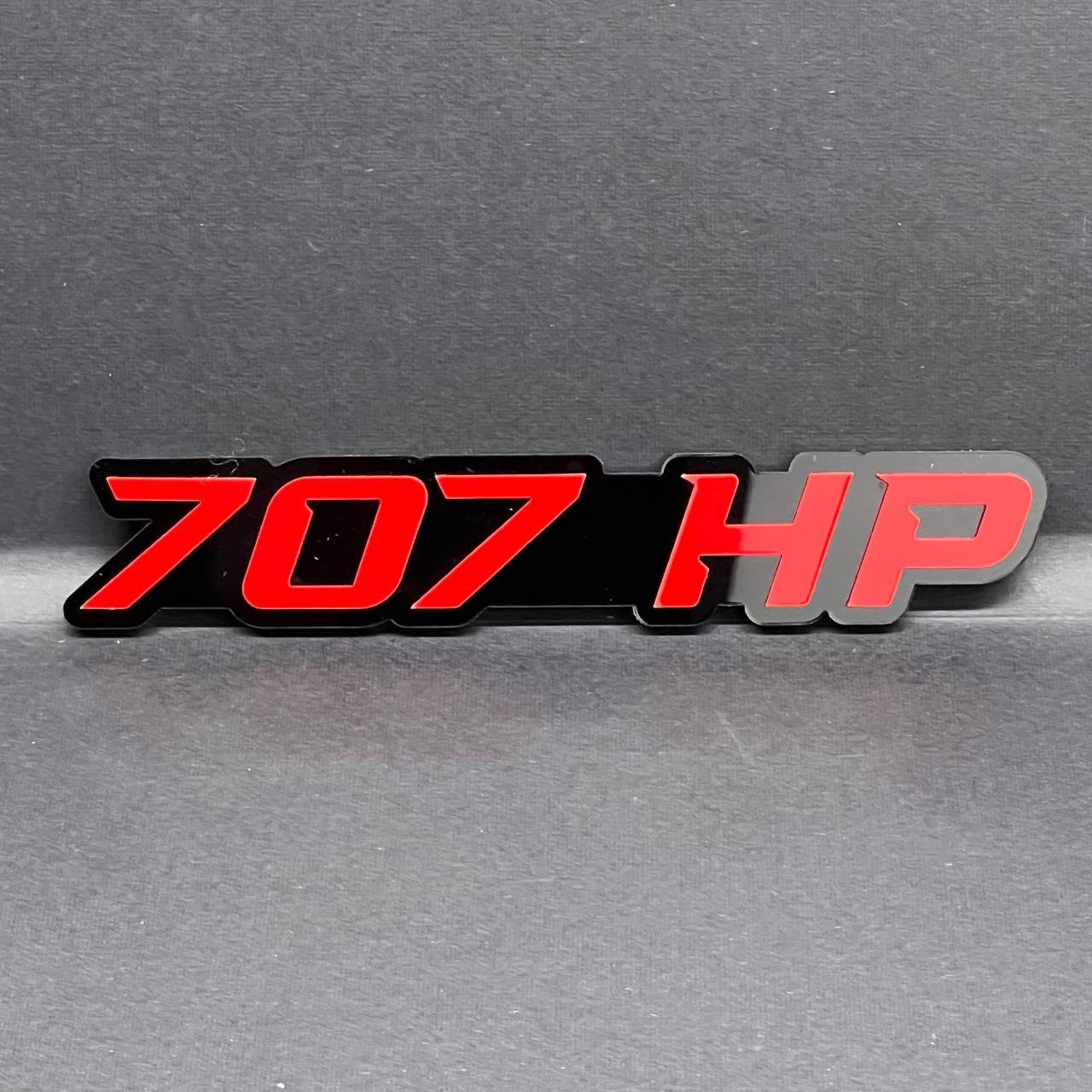 707HP EMBLEMS QTY 2 FENDER EXTERIOR 707HP ENGINE BADGE PAIR 3D ACRYLIC DECAL
