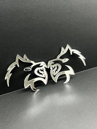 Mirror Wolf Badges Emblem Car/Truck, (2) BADGES, Fender Angry Agressive Raging