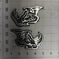 2PCS Rhino Red Eye Emblems – Angry Aggressive 3D Fender Car & Truck Badges