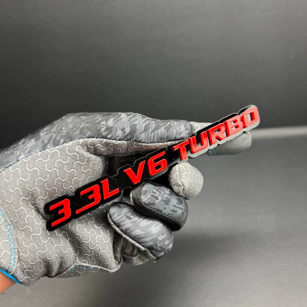 2PCS 3.3L V6 TURBO Emblems – Multicolor 3D Side Fender Badges for Cars & Trucks