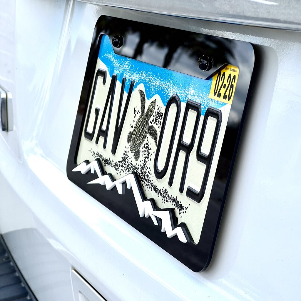 MOUNTAINS COLOR CHOICE LICENSE PLATE FRAME-HIKING-MOUNTAINS-CAMPING