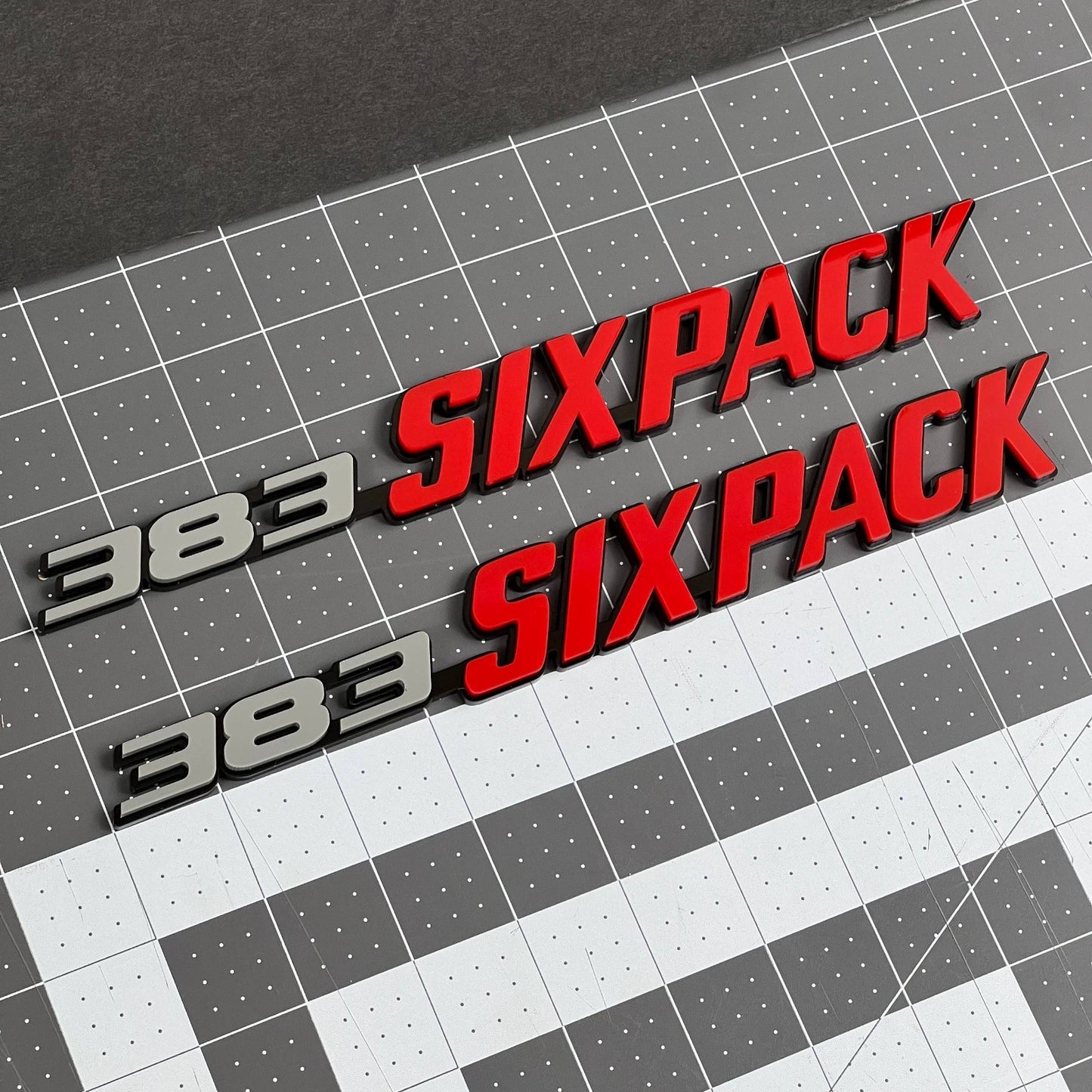 2PCS 383 SIX PACK Side Emblems – Muscle Car Multicolor Fender Badges