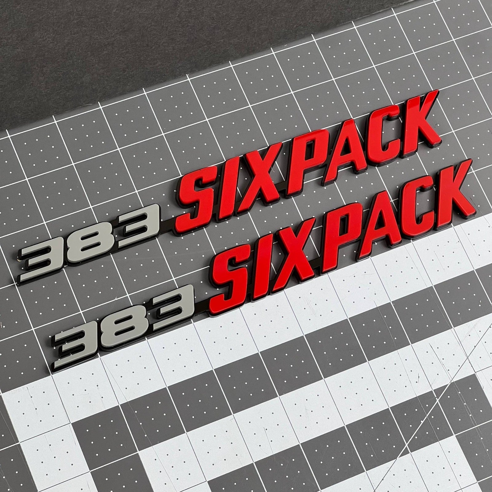 2PCS 383 SIX PACK Side Emblems – Muscle Car Multicolor Fender Badges