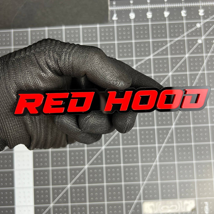 1PC RED HOOD Emblem – Custom 3D Multicolor Acrylic Badge for Car & SUV