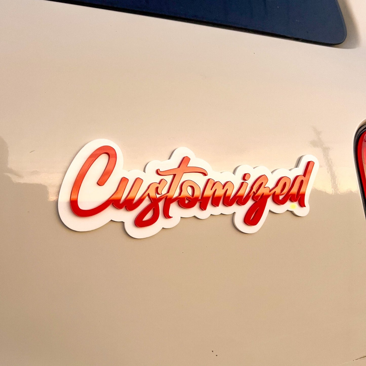 Custom Car Acrylic Emblem Badge MULTI COLOR Customized Text Names