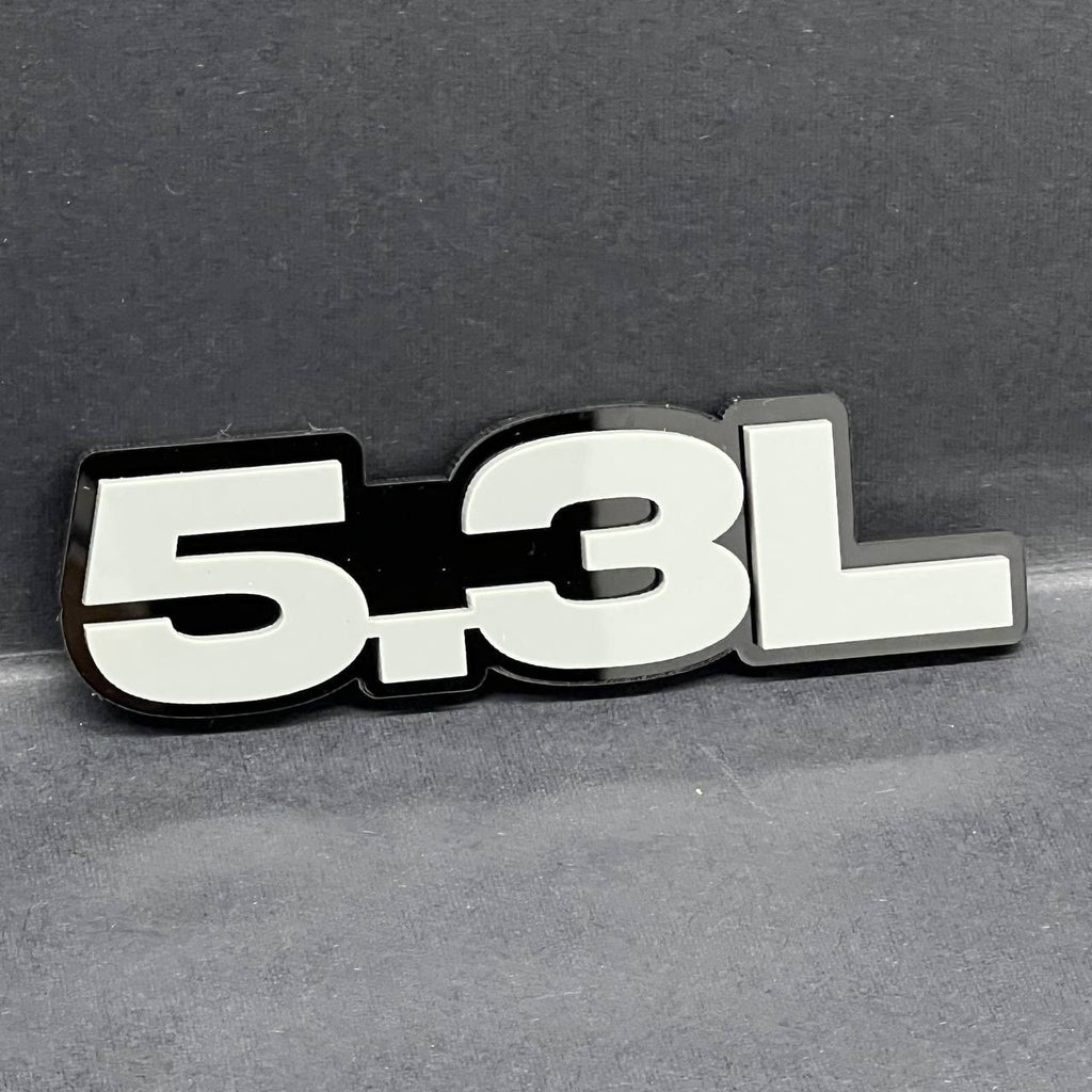 5.3L Engine Emblem Badge Pair – Gray 3D Fender Stickers (2PCS)