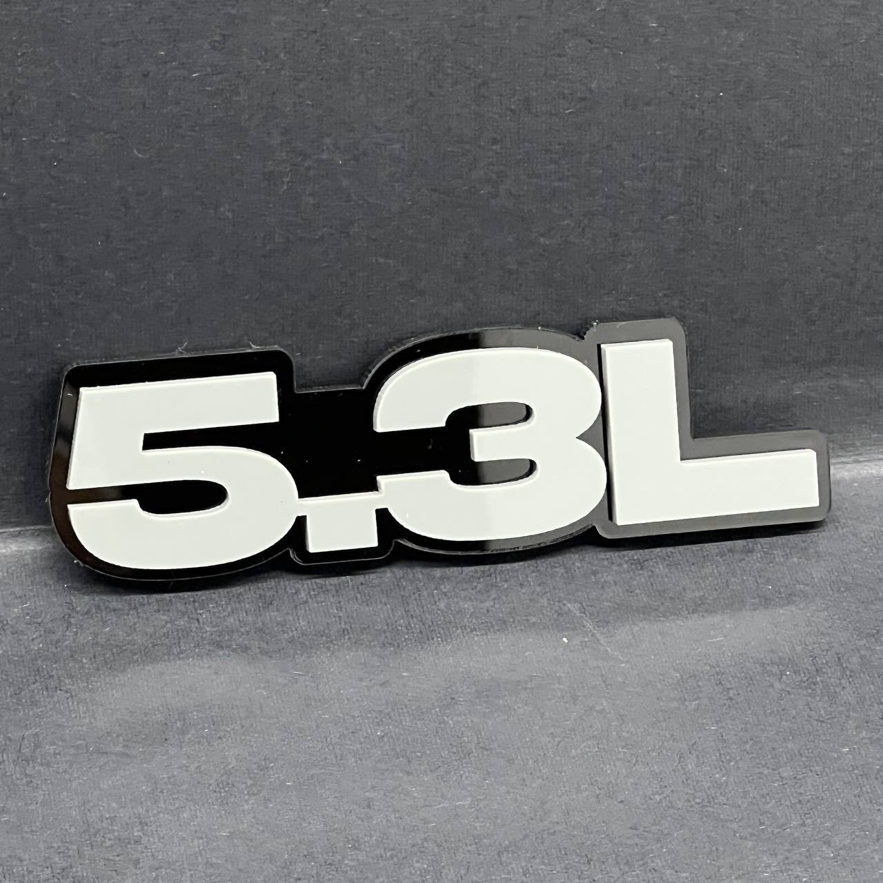 5.3L Engine Emblem Badge Pair – Gray 3D Fender Stickers (2PCS)