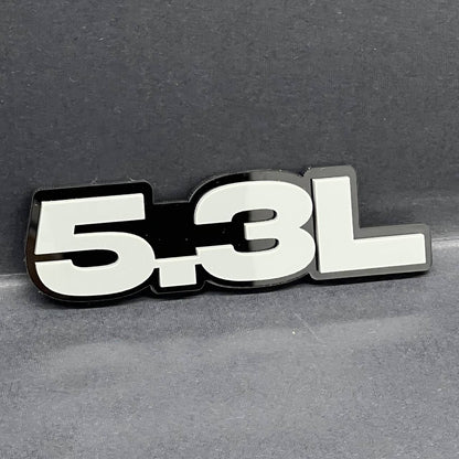 5.3L Engine Emblem Badge Pair – Gray 3D Fender Stickers (2PCS)