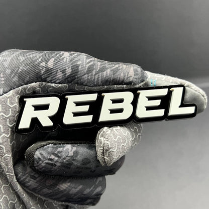 1PC REBEL Emblem Grey – 3D Acrylic Tailgate Badge Decal for Car, Truck, SUV
