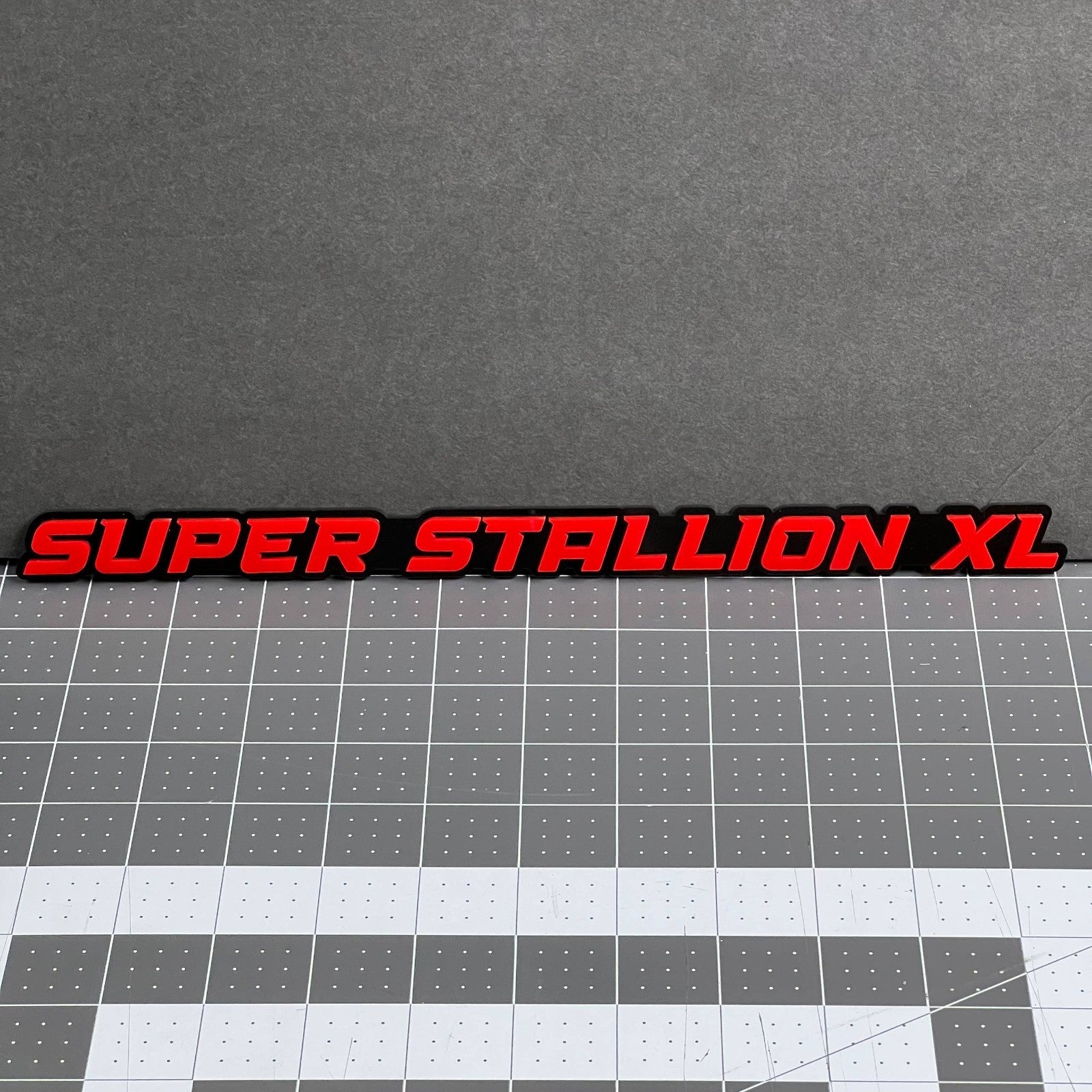 1PC SUPER STALLION XL Emblem – Custom 3D Multicolor Acrylic Car Badge