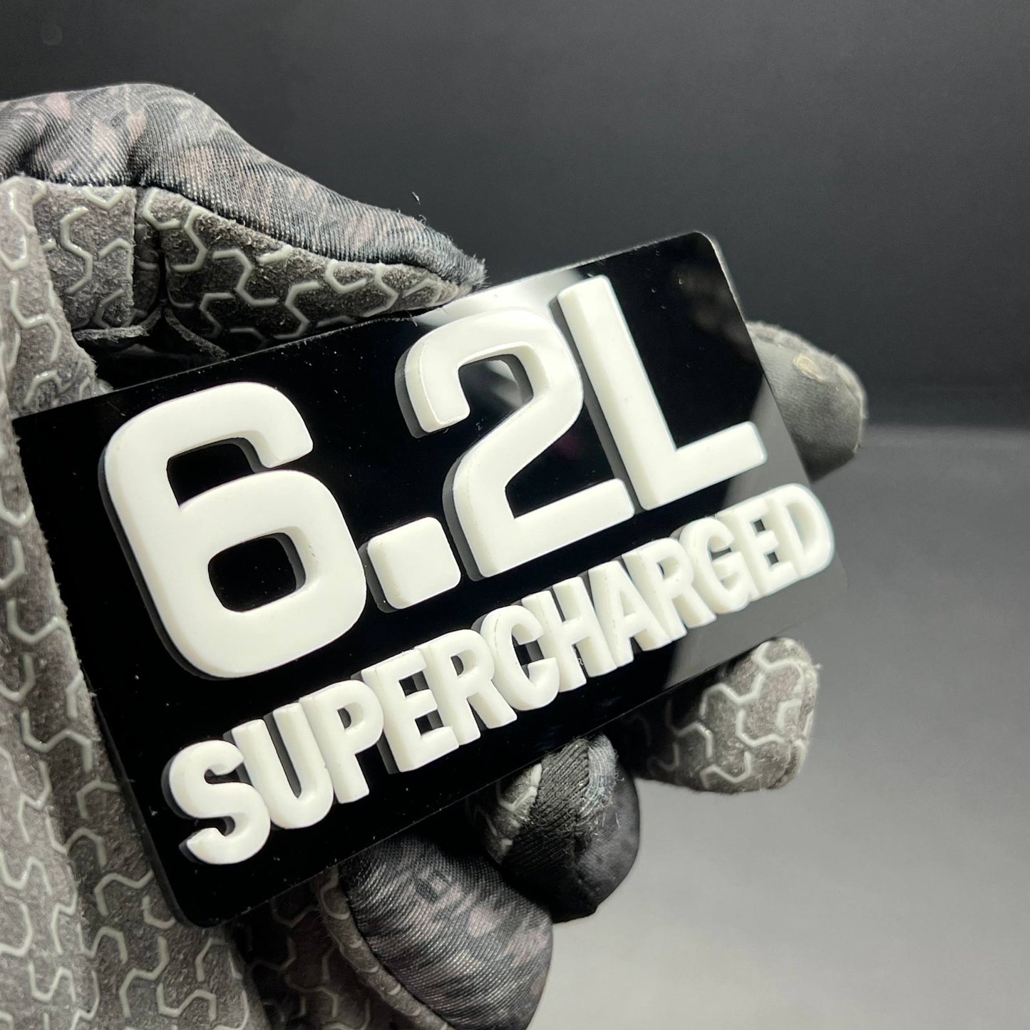 1PC 6.2L SUPERCHARGED – Acrylic Tailgate or Fender Badge for Car, SUV, Truck