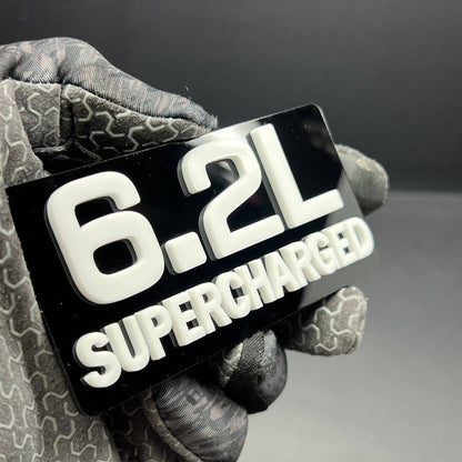 1PC 6.2L SUPERCHARGED – Acrylic Tailgate or Fender Badge for Car, SUV, Truck