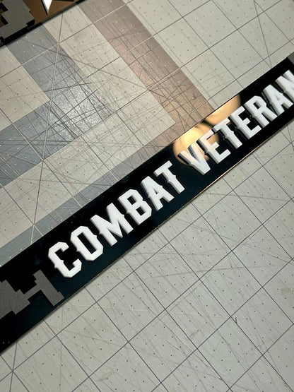 COMBAT VETERAN Black License Plate Frame Cover, Frame, car frame