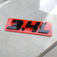 2Pcs Black & Red 3.4L Logo Emblem Fender Trunk Car Badge Sticker Decal