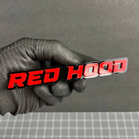 1PC RED HOOD Emblem – Custom 3D Multicolor Acrylic Badge for Car & SUV
