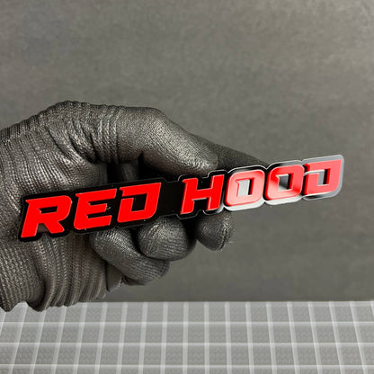 1PC RED HOOD Emblem – Custom 3D Multicolor Acrylic Badge for Car & SUV