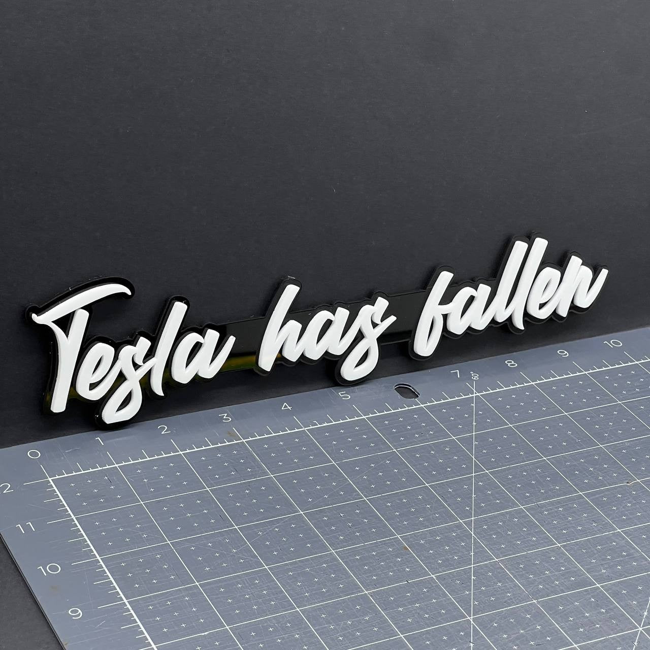 1x Tesla Has Fallen Badge Multicolor 3D Acrylic Emblem for Car Fender & Tailgate