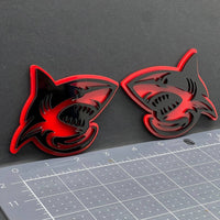 2PCS Shark Emblem Badges – 3D Aggressive Racing Style Car & Truck Fender Decals