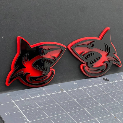 2PCS Shark Emblem Badges – 3D Aggressive Racing Style Car & Truck Fender Decals