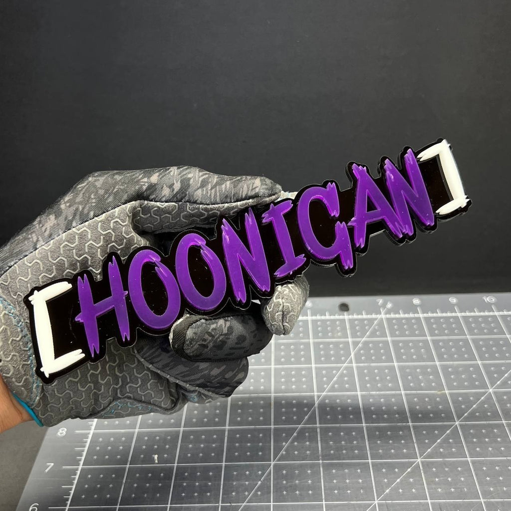 HOONIGAN 3D Emblem Set – 2PCS Multicolor Acrylic JDM Drift Car Fender Decals