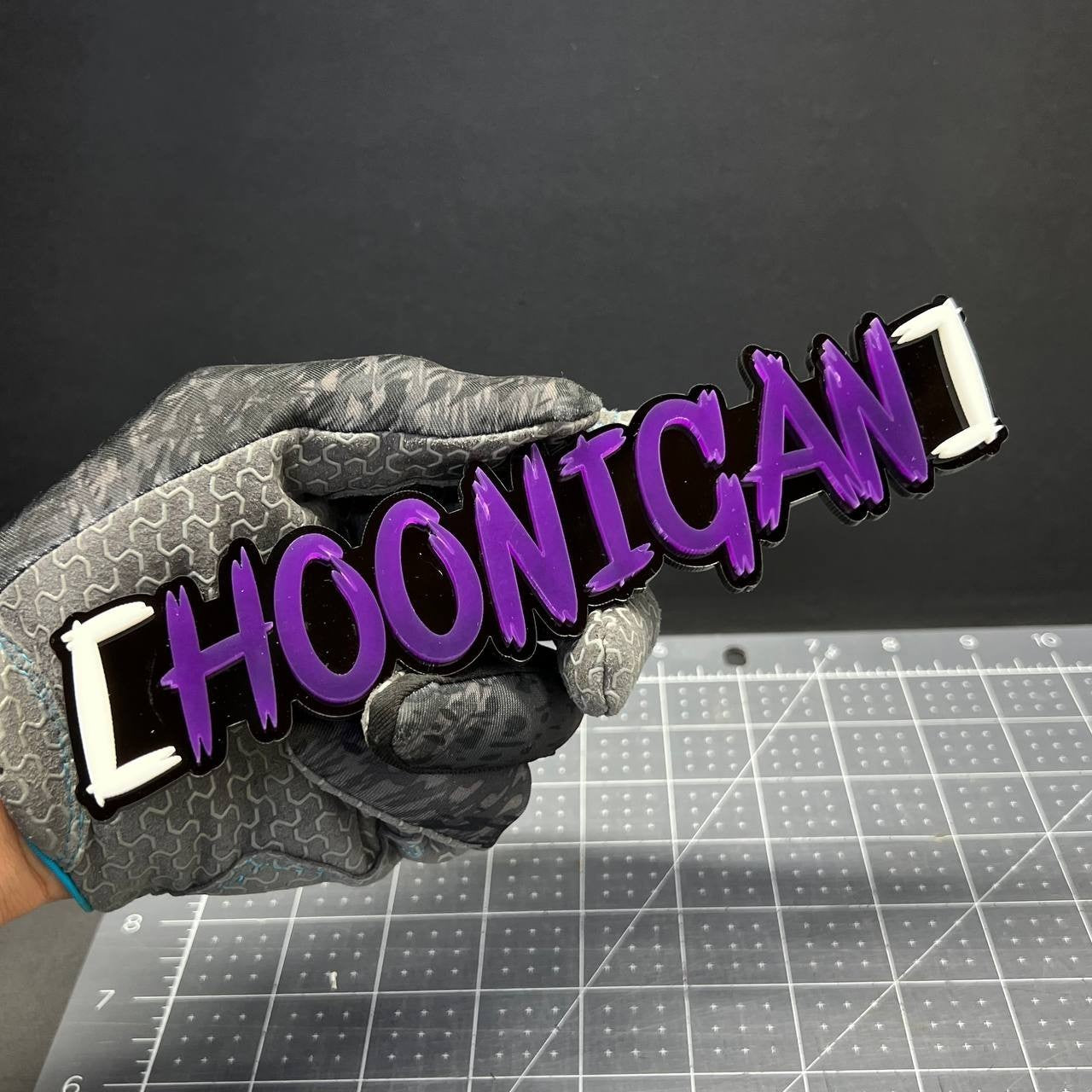 HOONIGAN 3D Emblem Set – 2PCS Multicolor Acrylic JDM Drift Car Fender Decals