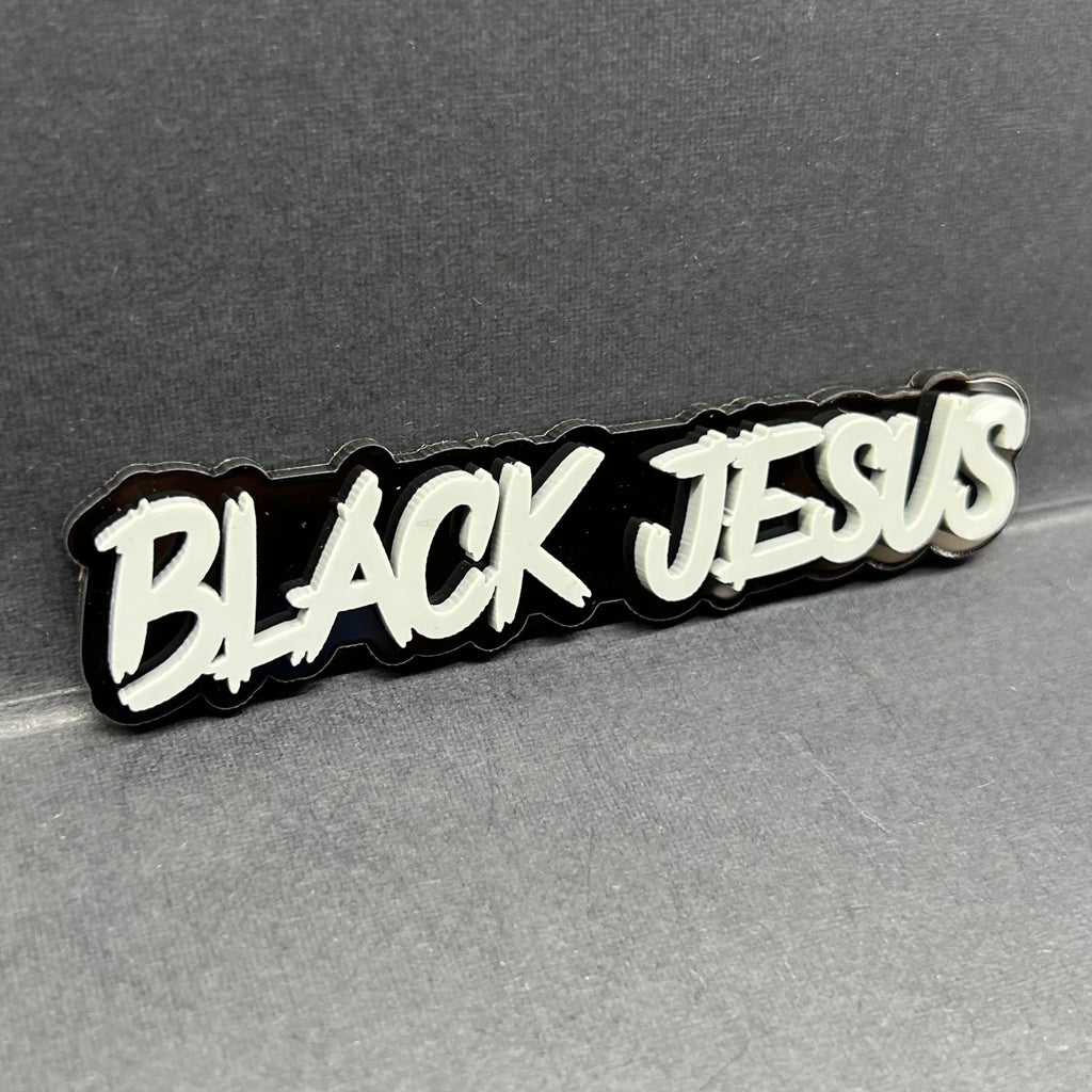 1pc BLACK JESUS Multicolor 3D Acrylic Emblem – Custom Car & Truck Exterior Badge