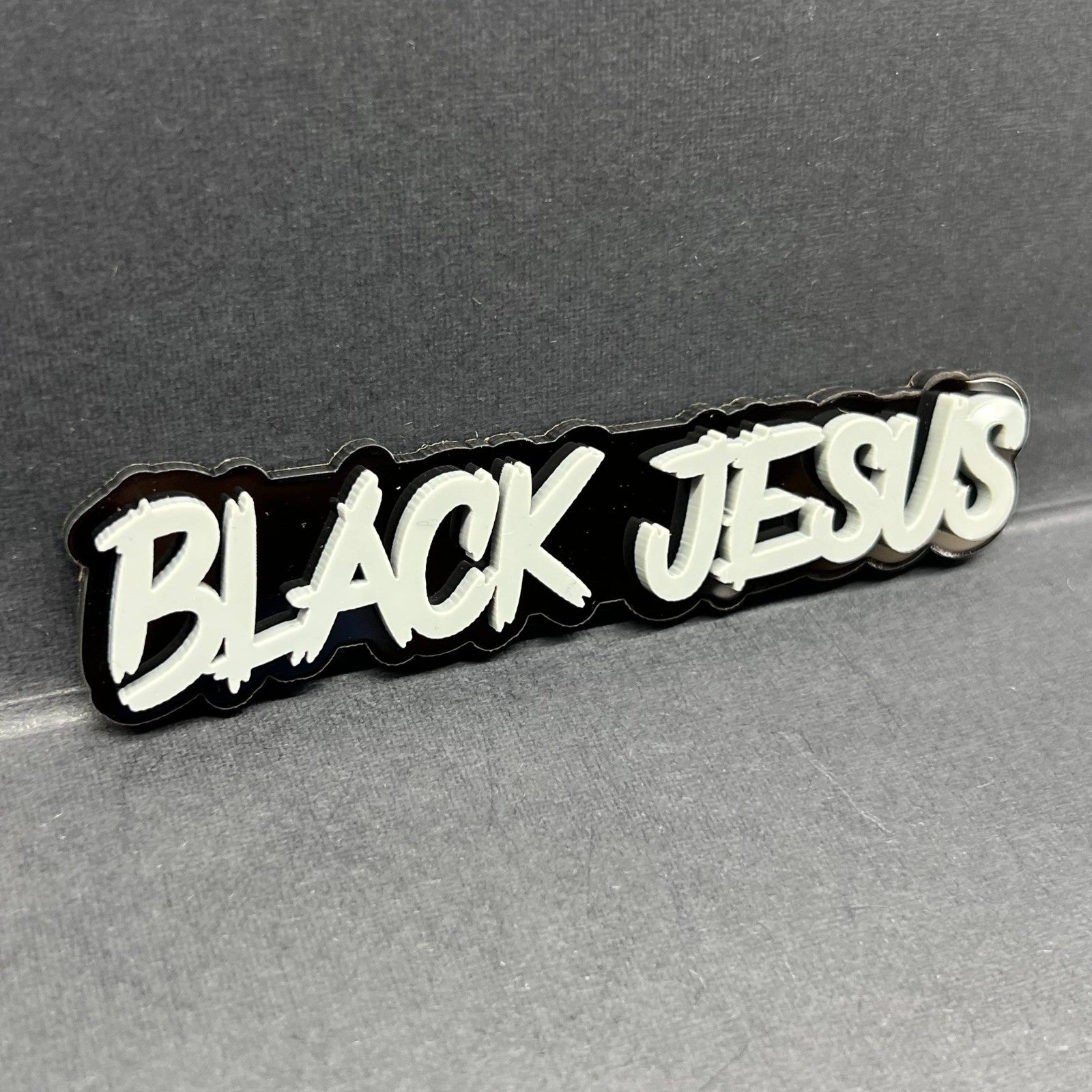 1pc BLACK JESUS Multicolor 3D Acrylic Emblem – Custom Car & Truck Exterior Badge