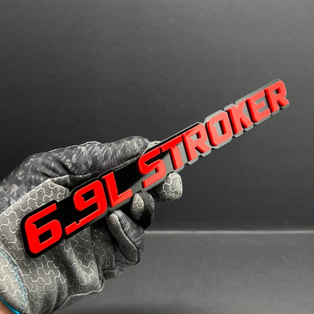 6.9L STROKER Engine Emblem Set (2PCS) Custom 3D Acrylic Fender & Tailgate Badge