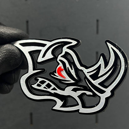2PCS Rhino Red Eye Emblems – Angry Aggressive 3D Fender Car & Truck Badges