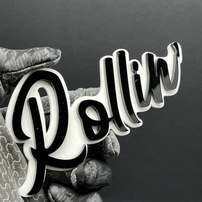 1pcs Rollin 3D Emblem – Multicolor Acrylic Car Badge for Fender & Trunk