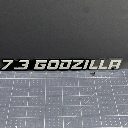 2PCS 7.3L GODZILLA Emblems Grey – 3D Fender Badges for Ford Engine Truck or SUV