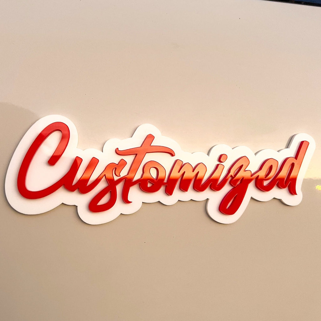 Custom Car Acrylic Emblem Badge MULTI COLOR Customized Text Names