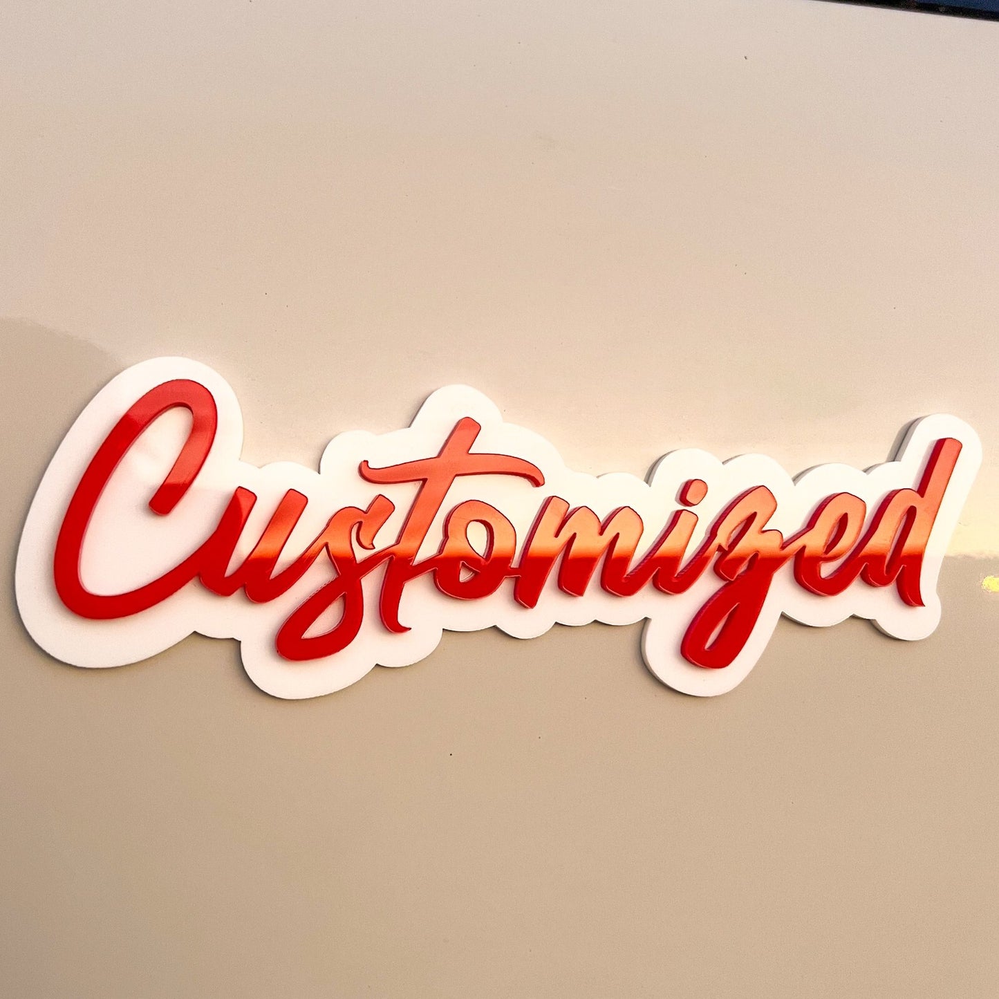 Custom Car Acrylic Emblem Badge MULTI COLOR Customized Text Names