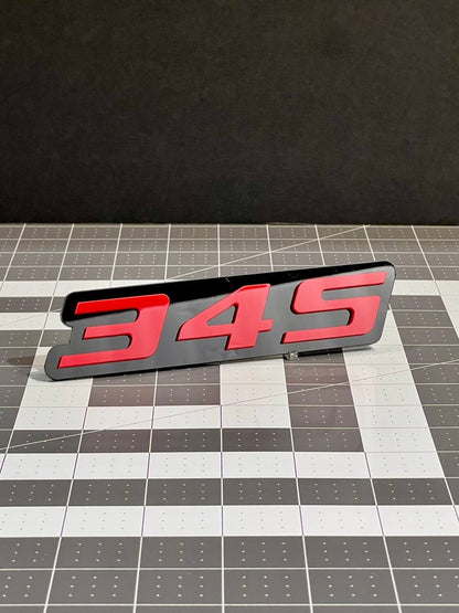 2PCS Red Black 345 Hemi Emblems 345 Side Fender Badge 3D for 345 Emblem