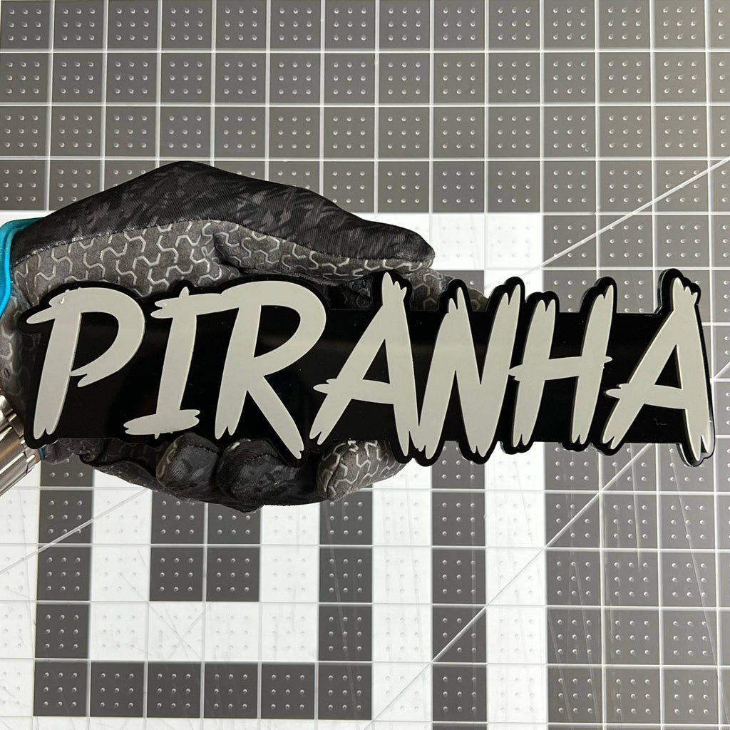 1PCS PIRANHA Emblem – Custom 3D Acrylic Multicolor Car & Truck Badge